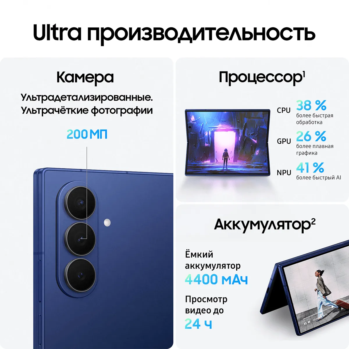 Смартфон Samsung Galaxy Z Fold7 1024 Гб, Синий