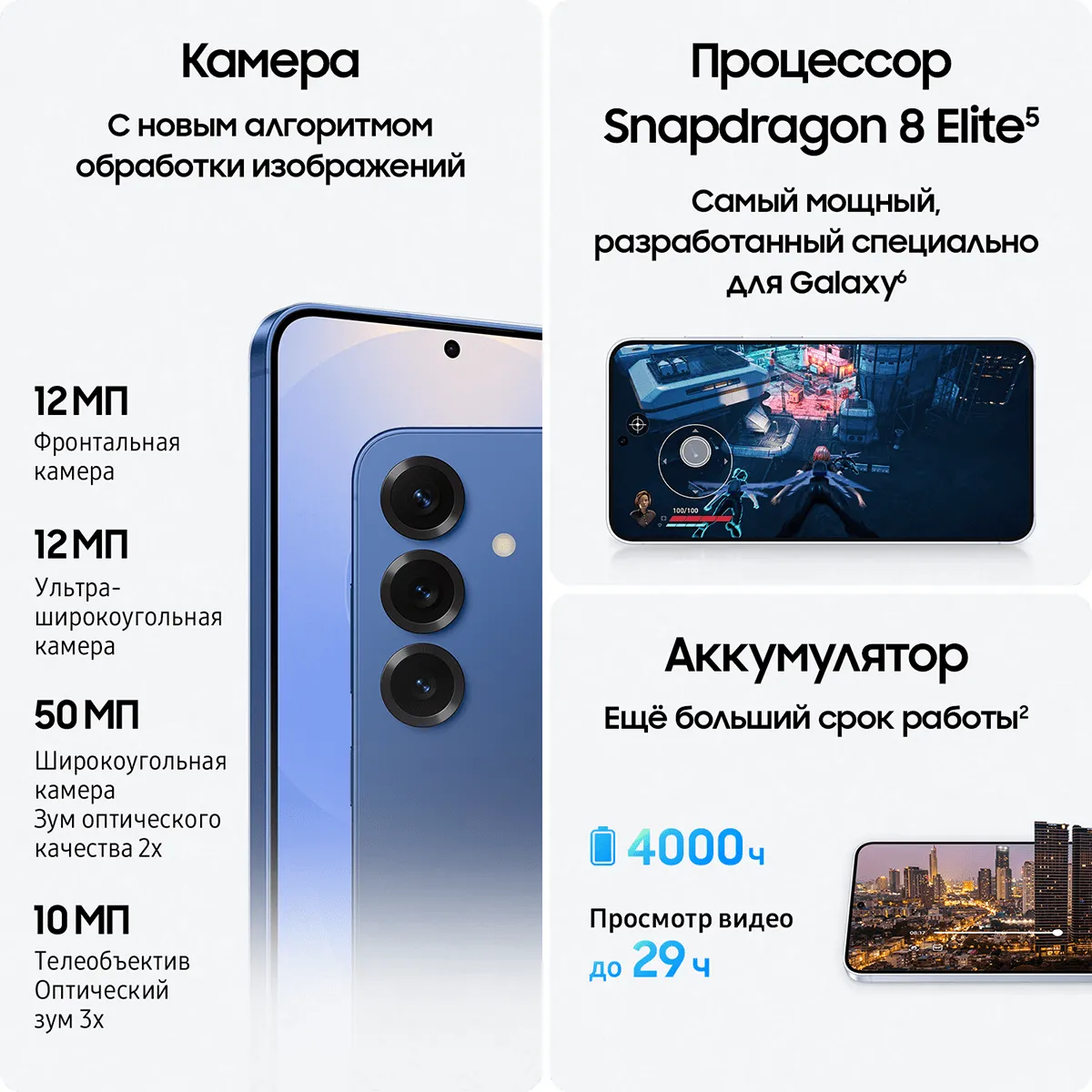 Смартфон Samsung Galaxy S25 256 Гб, Синий